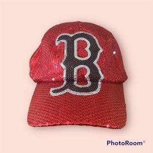 Kids Boston Red Sox Hat Adjustable Full Sequin Glitter 47 Fenway Park Collection